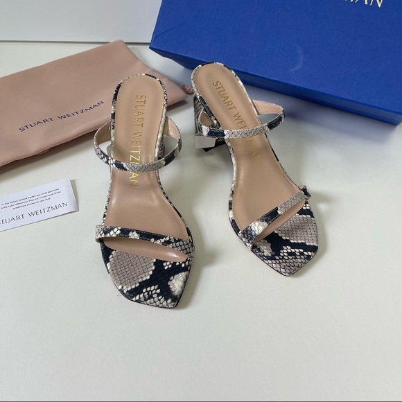 Stuart Weitzman Aleena Roccia Snake Pattern Block Heel Sandal New In Box - Picture 8 of 16